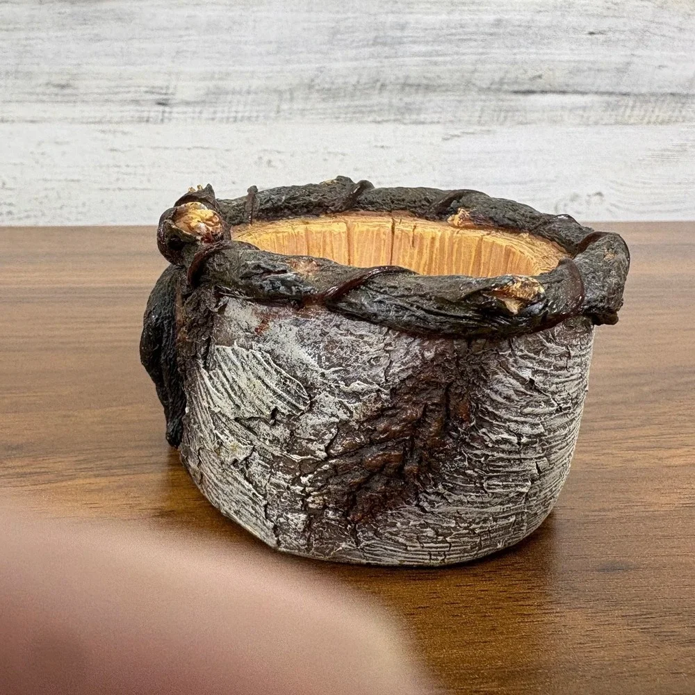 Serene Cabin Black Bear Resin Votive‎ Tea Light Candle Holder